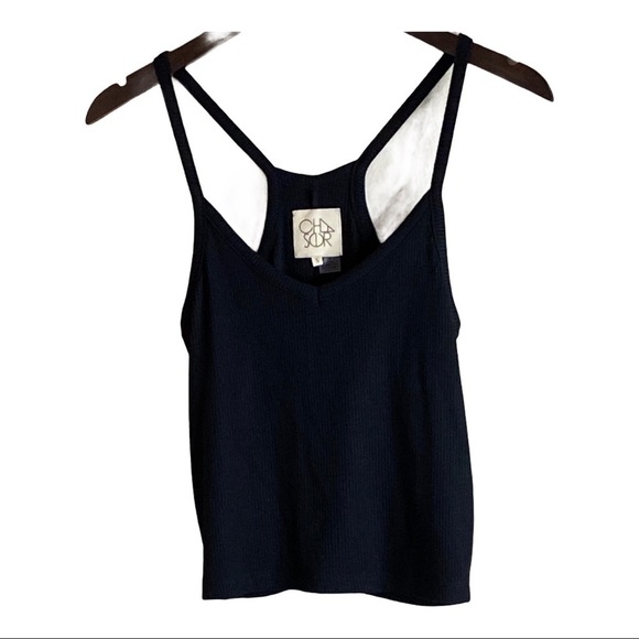 Chaser Black Racerback Rib-Knit Cropped Tank - Picture 3 of 9